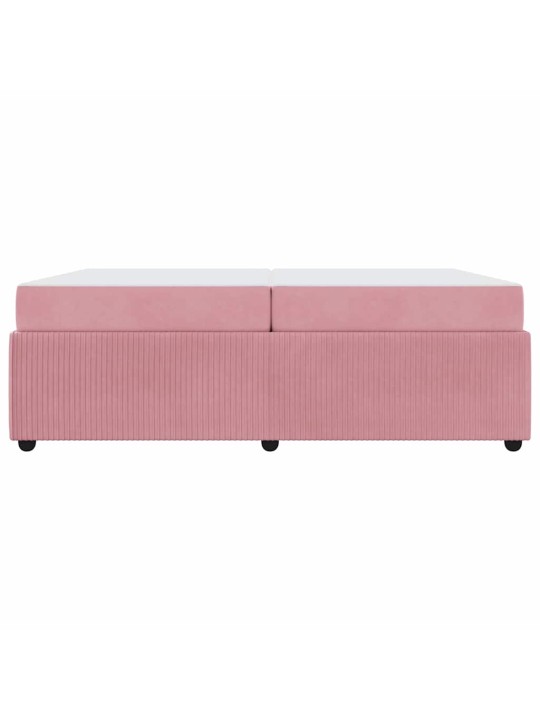 Gultas rāmis ar matraci ar matraci rozā 200 x 200 cm samts