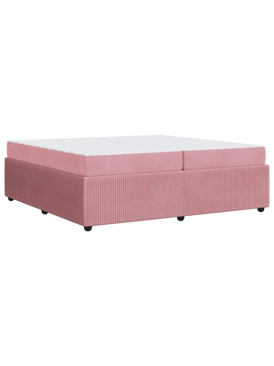 Gultas rāmis ar matraci ar matraci rozā 200 x 200 cm samts