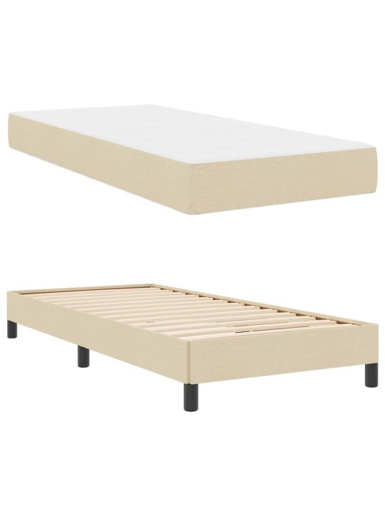 Kastītes atsperu gulta ar matraci krēmkrāsa 80 x 200 cm audums