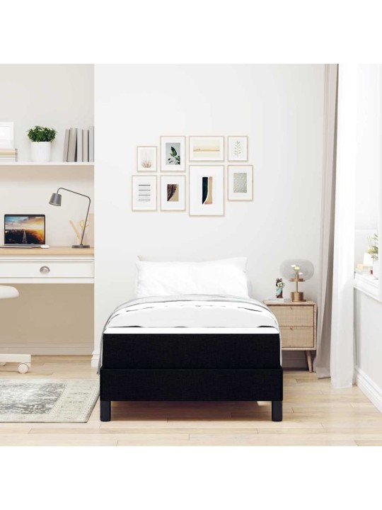 Kontinentālā gulta ar matraci melna 90 x 190 cm audums