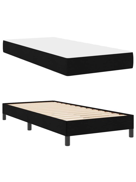 Kontinentālā gulta ar matraci melna 90 x 190 cm audums