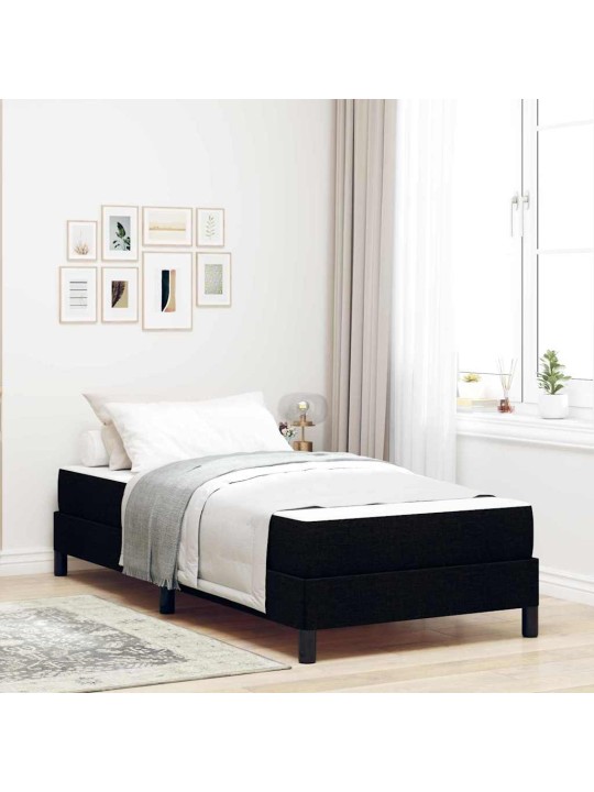 Kastītes atsperu gulta ar matraci melna 90 x 200 cm audums