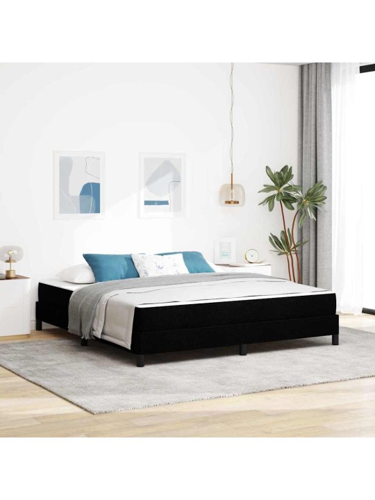 Kastītes atsperu gulta ar matraci melna 180 x 200 cm audums