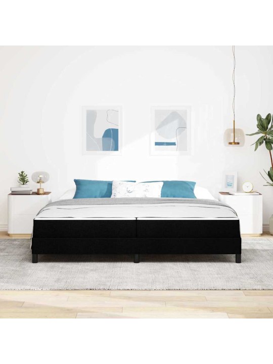 Kastītes atsperu gulta ar matraci melna 200 x 200 cm audums