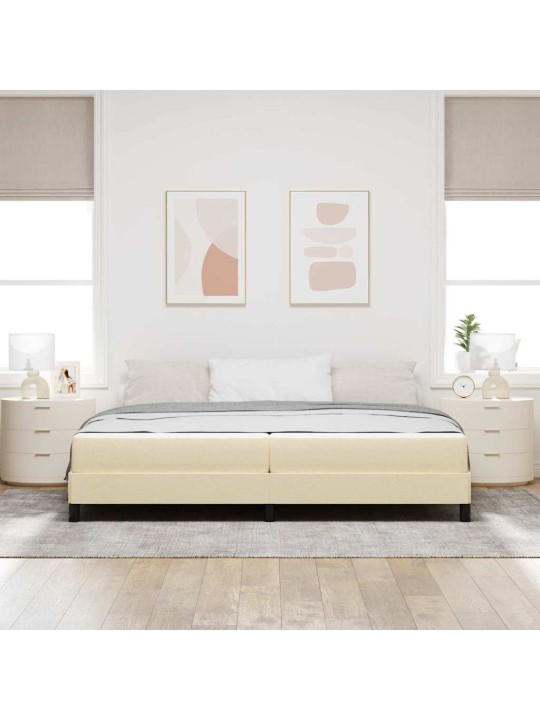 Kastītes atsperu gulta ar matraci krēmkrāsa 200 x 200 cm audums