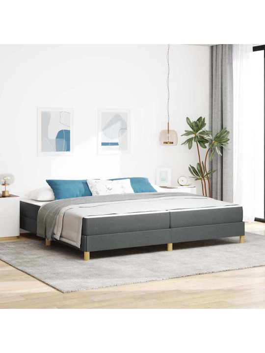 Kastītes atsperu gulta tumši pelēks un brūns 200 x 200 cm