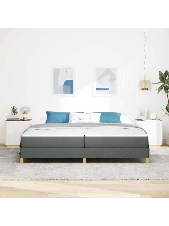 Kastītes atsperu gulta tumši pelēks un brūns 200 x 200 cm