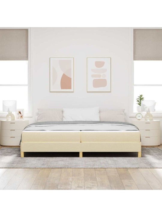 Kastītes atsperu gulta krēmkrāsas un brūna 200 x 200 cm