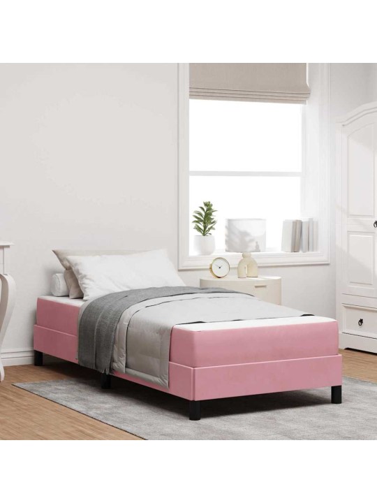Kontinentālā gulta ar matraci ar matraci rozā 80 x 200 cm samts