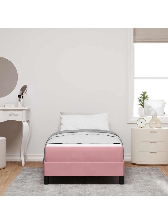 Kontinentālā gulta ar matraci ar matraci rozā 90 x 190 cm samts