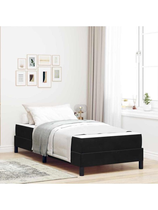 Kontinentālā gulta ar matraci melna 100 x 200 cm samts