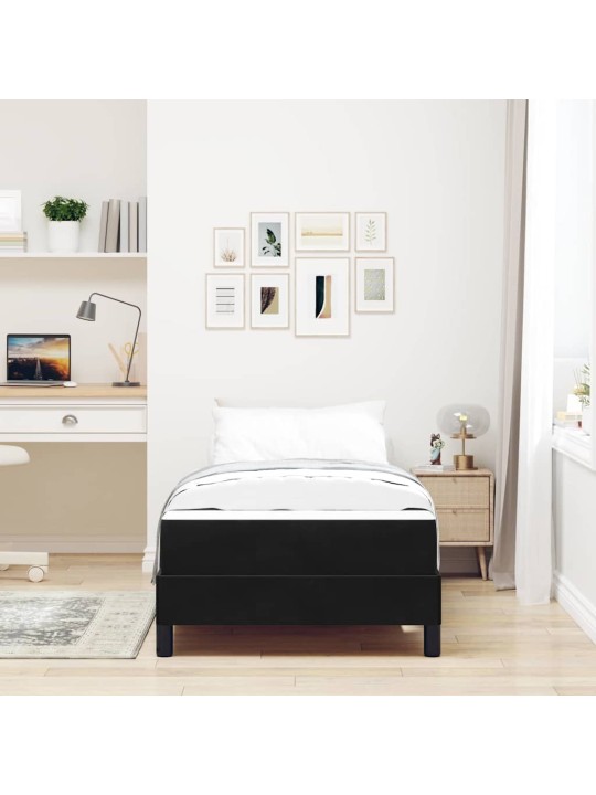Kontinentālā gulta ar matraci melna 100 x 200 cm samts