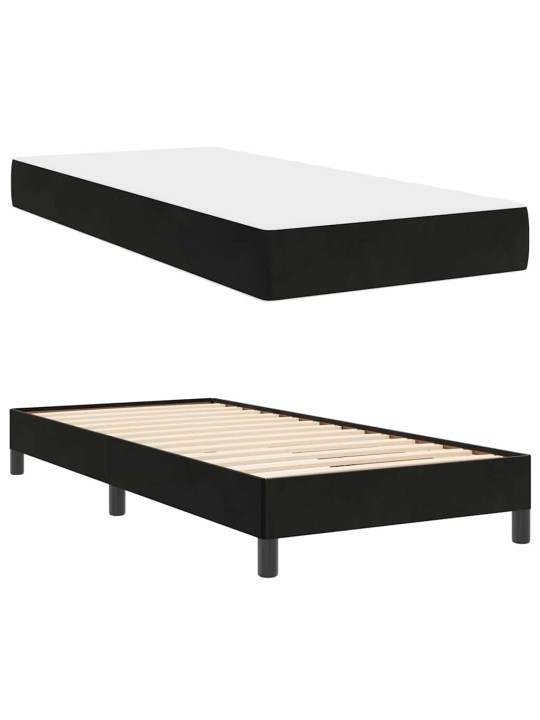 Kontinentālā gulta ar matraci melna 100 x 200 cm samts