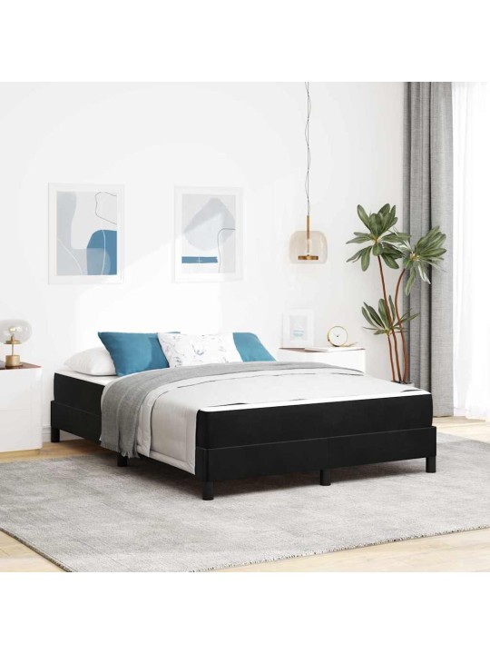 Kontinentālā gulta ar matraci melna 140 x 200 cm samts