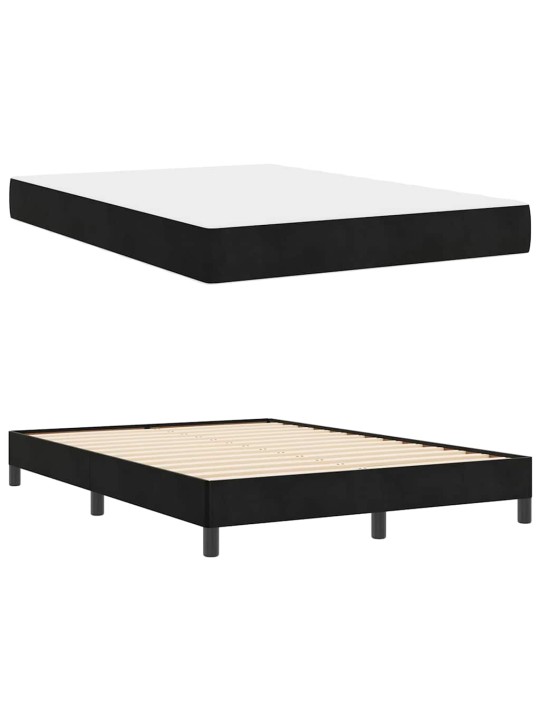 Kontinentālā gulta ar matraci melna 160 x 200 cm samts
