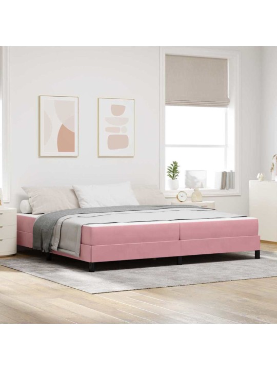 Kontinentālā gulta ar matraci rozā 200 x 200 cm samts