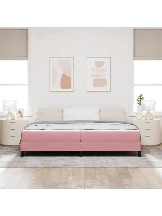 Kontinentālā gulta ar matraci rozā 200 x 200 cm samts