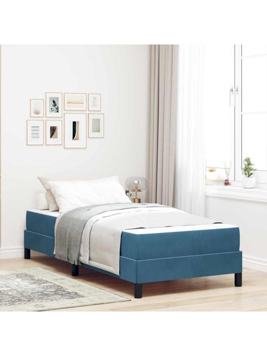 Kontinentālā gulta ar matraci tumši zils 80 x 220 cm samts