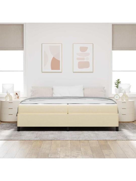 Kastītes atsperu gulta krēmkrāsas un melns 200 x 200 cm
