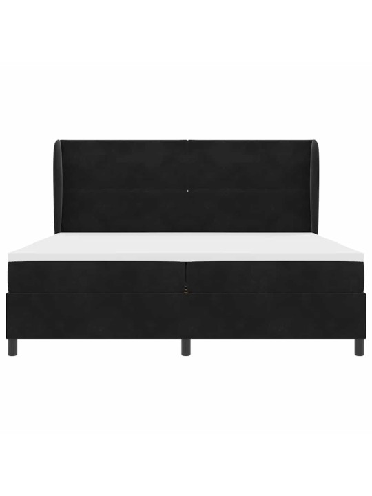 Kastītes atsperu gulta ar matraci melna 200 x 200 cm samts