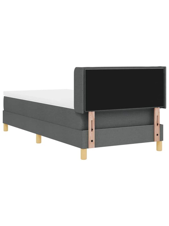 Gulta ar atsperēm ar matraci tumši pelēka 90 x 190 cm audums