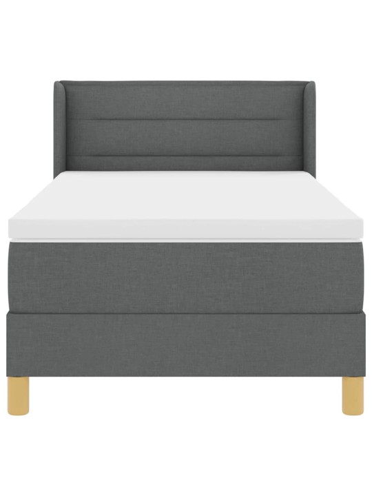 Gulta ar atsperēm ar matraci tumši pelēka 90 x 190 cm audums