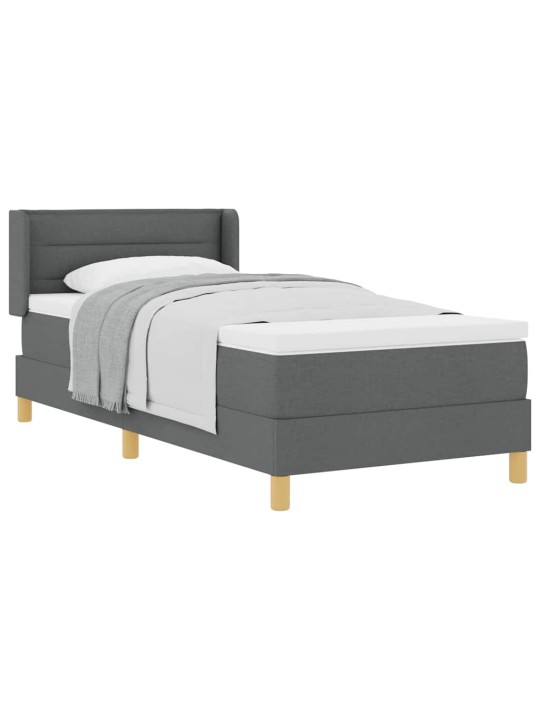 Gulta ar atsperēm ar matraci tumši pelēka 90 x 190 cm audums