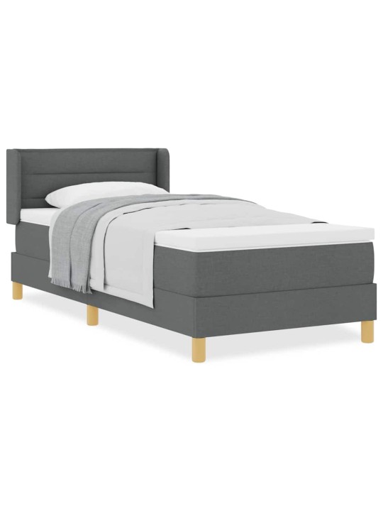 Gulta ar atsperēm ar matraci tumši pelēka 90 x 190 cm audums
