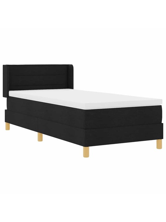 Kastītes atsperu gulta melns un balts 90 x 190 cm audums