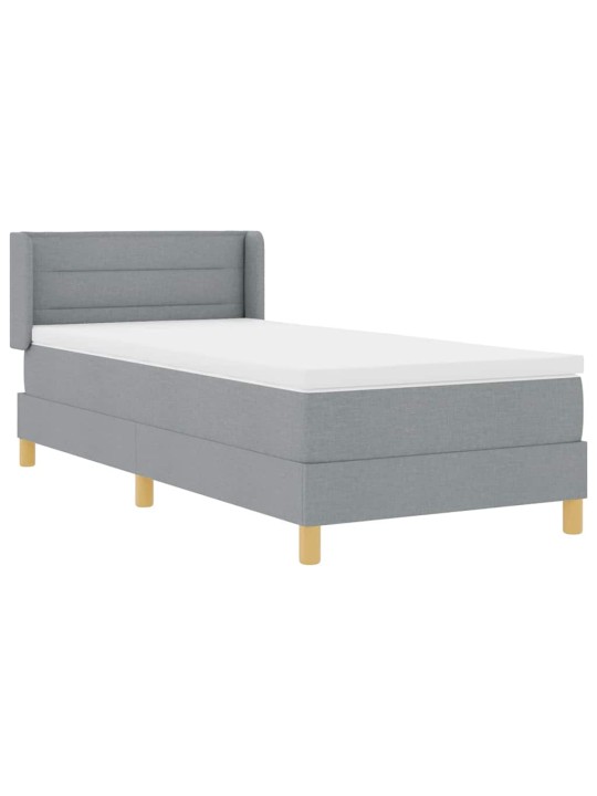 Gulta ar atsperēm ar matraci gaiši pelēka 90 x 200 cm audums
