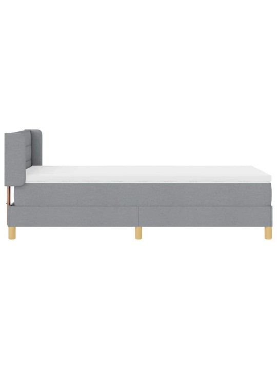 Gulta ar atsperēm ar matraci gaiši pelēka 90 x 200 cm audums