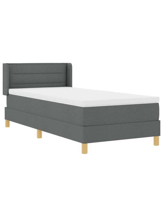 Gulta ar atsperēm ar matraci tumši pelēka 90 x 200 cm audums