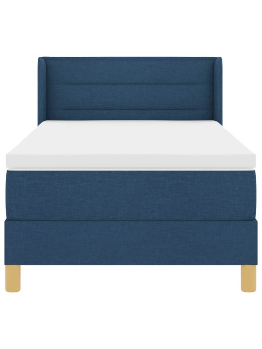 Gulta ar atsperēm ar matraci zila 100 x 200 cm audums