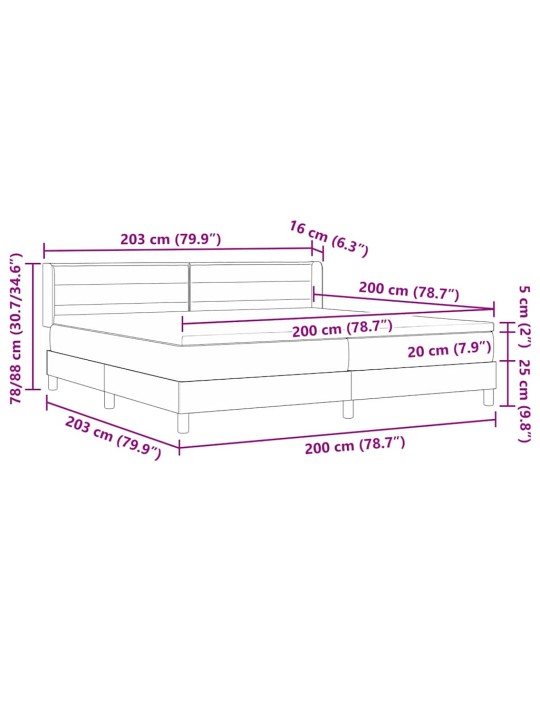 Gulta ar atsperēm ar matraci tumši pelēka 200 x 200 cm audums