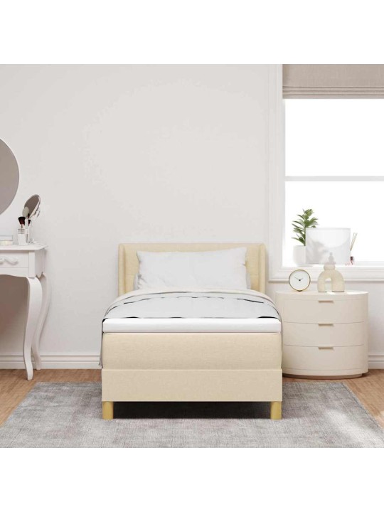 Gulta ar atsperēm ar matraci krēmkrāsa 80 x 200 cm audums