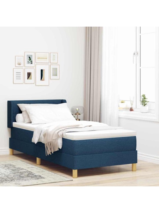 Gulta ar atsperēm ar matraci zila 80 x 200 cm audums