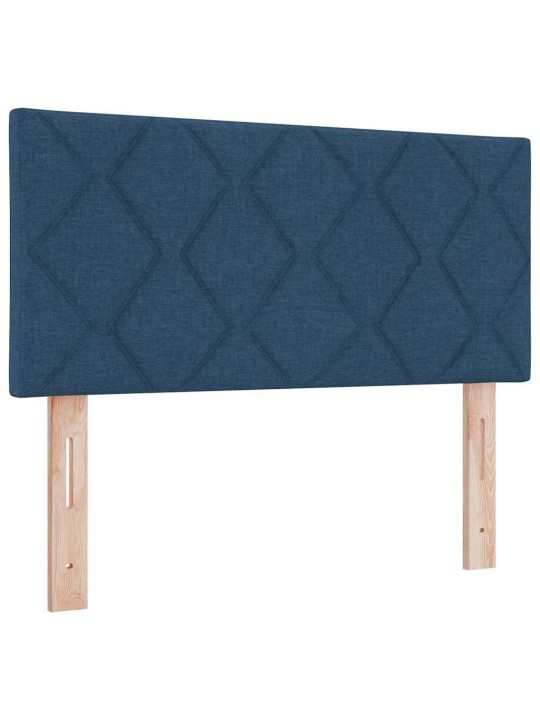 Gulta ar atsperēm ar matraci zila 80 x 200 cm audums