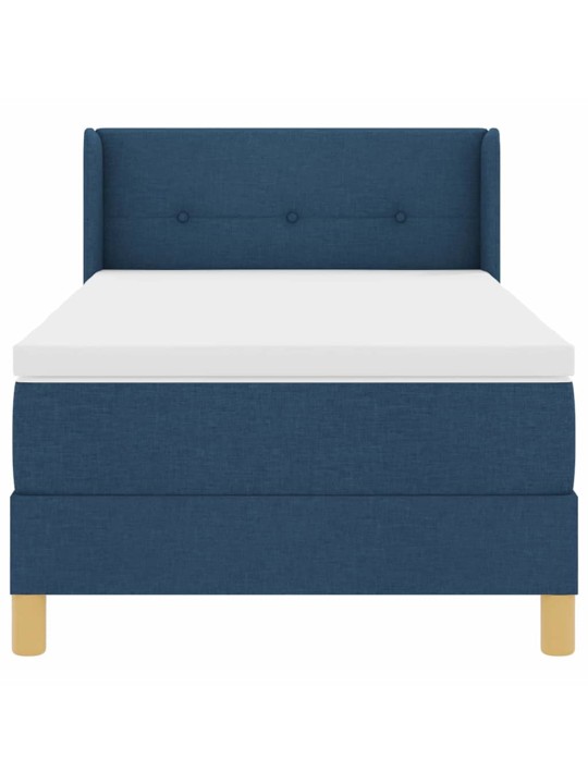 Gulta ar atsperēm ar matraci zila 80 x 200 cm audums