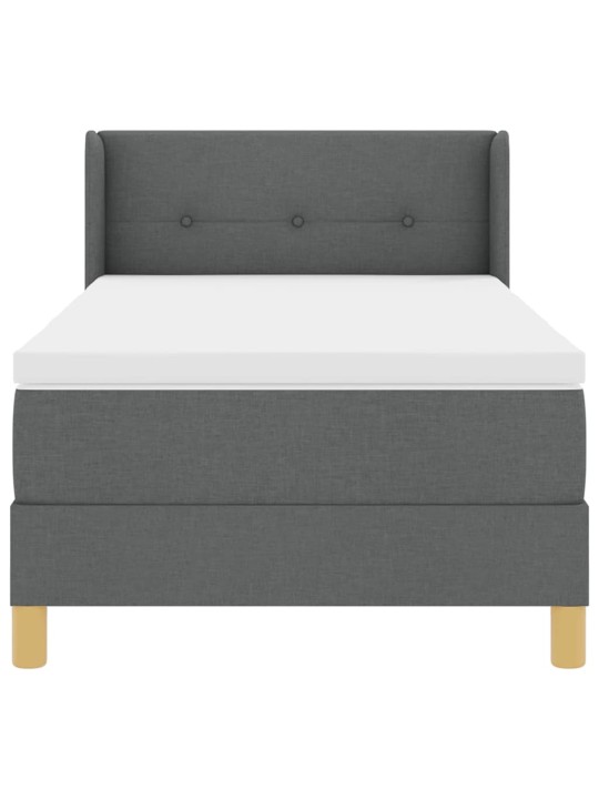Gulta ar atsperēm ar matraci tumši pelēka 90 x 190 cm audums