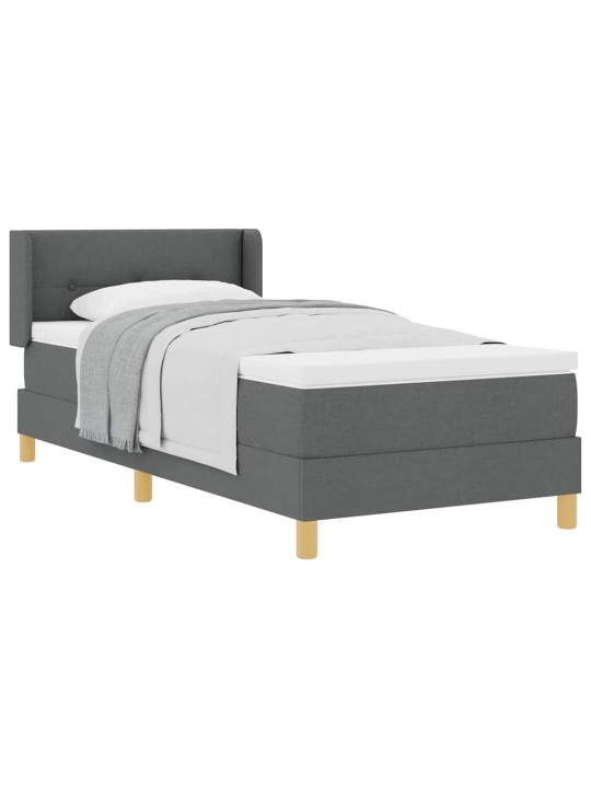 Gulta ar atsperēm ar matraci tumši pelēka 90 x 190 cm audums