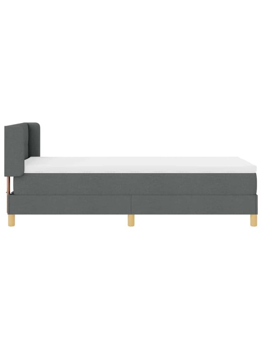 Gulta ar atsperēm ar matraci tumši pelēka 90 x 190 cm audums