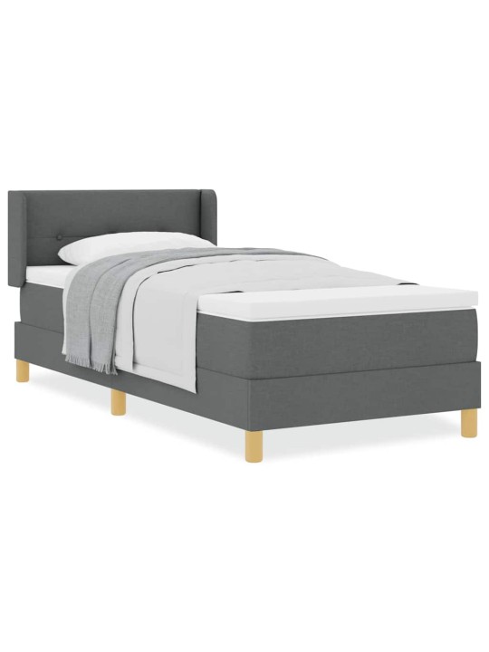 Gulta ar atsperēm ar matraci tumši pelēka 90 x 190 cm audums