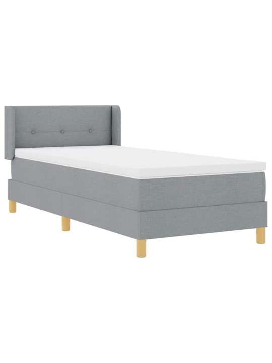 Gulta ar atsperēm ar matraci gaiši pelēka 90 x 200 cm audums