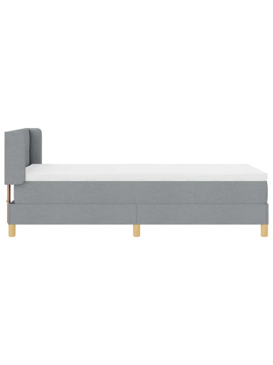 Gulta ar atsperēm ar matraci gaiši pelēka 90 x 200 cm audums