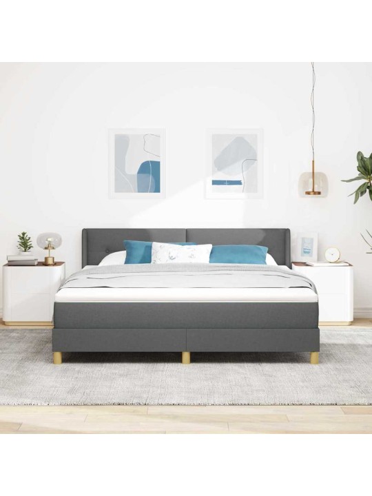 Gulta ar atsperēm ar matraci tumši pelēka 180 x 200 cm audums