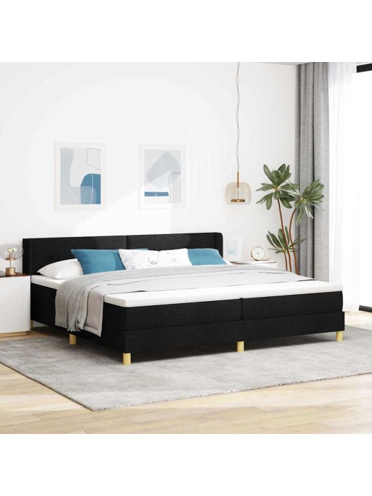 Kastītes atsperu gulta ar matraci melna 200 x 200 cm