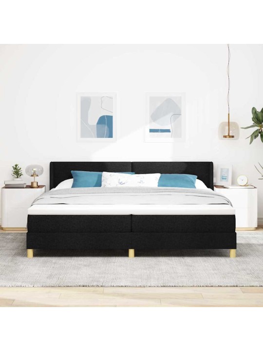 Kastītes atsperu gulta ar matraci melna 200 x 200 cm