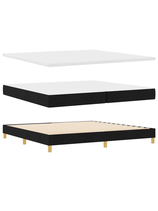 Kastītes atsperu gulta ar matraci melna 200 x 200 cm
