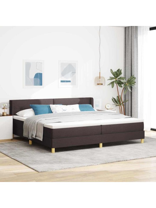 Kastītes atsperu gulta ar matraci tumši brūna 200 x 200 cm koka