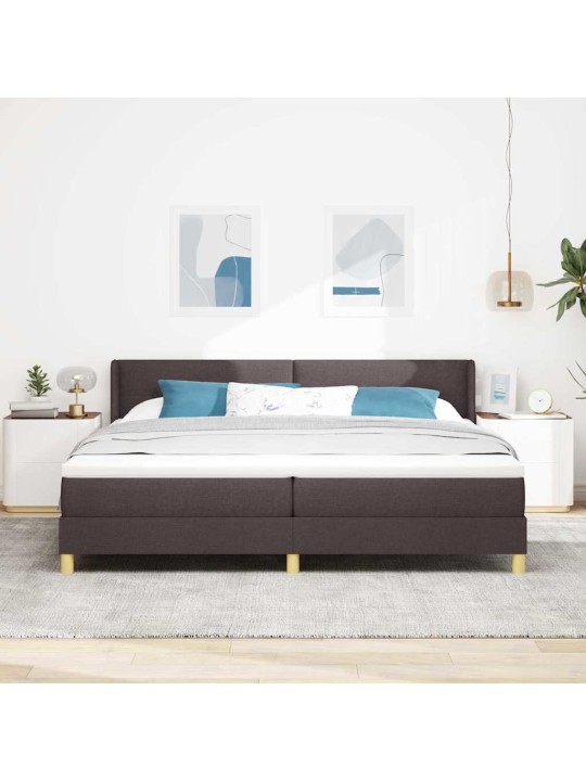 Kastītes atsperu gulta ar matraci tumši brūna 200 x 200 cm koka